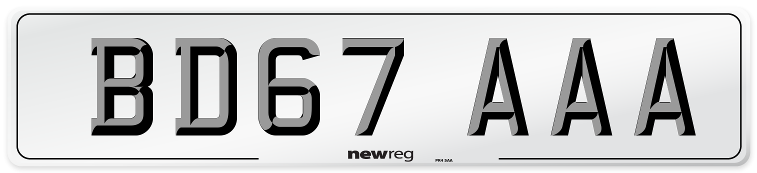 BD67 AAA Number Plate from New Reg